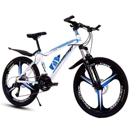 LADDER vélo VTT, 26inch Mountain Bike, Cadre en Alliage d'aluminium, Roue Mag, Double Frein à Disque et Suspension Avant, 24 Vitesse (Color : White+Blue)