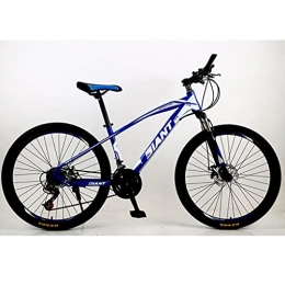 PBTRM vélo VTT Semirigide Bicyclette 26 Pouces 21 Vitesses, Cadre Acier Haute Teneur Carbone, Double Frein Disque, Suspension Avant Vélo Anti-Dérapant Vélo pour Adulte, Bleu