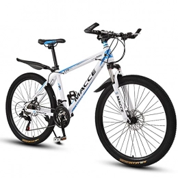 LZHi1 Vélos de montagnes Vélo de montagne 26 pouces 27 vitesses pour hommes et femmes, cadre en acier carbone, vélo de montagne adulte, vélo de ville extérieur avec double frein à disque et fourche à suspens(Color:blanc bleu)