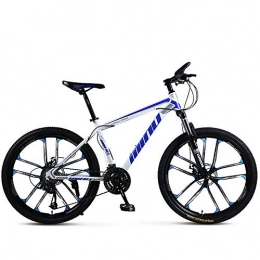 VANYA Vélos de montagnes Vélo de Montagne Unisexe avec Frein à Disque Double à Vitesse 21 / 24 / 27, 26 Pouces, Cycle Tout-Terrain d'absorption des Chocs, Bleu, 21speed