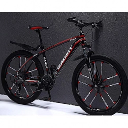 JUZSZB Vélos de montagnes Vélos VTT Vélo de Montagne Adulte, Vélo de montagne en alliage d'aluminium de 26 pouces 27 vitesses vélo d'absorption des chocs hors route C noir rouge