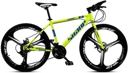 WEN Vélos de montagnes WEN 24 Pouces Mountain Bikes, Double Disque de Frein VTT Hardtail, Hommes Femmes Haute teneur en Carbone en Acier Tout Terrain Alpin Vélos (Color : 21 Speed, Size : Yellow 3 Spoke)