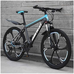 WEN vélo WEN 24 Pouces Mountain Bikes, Hommes Femmes en Acier au Carbone de vélo, 30-Vitesses Tout Terrain VTT avec Double Disque de Frein (Color : 21 Speed, Size : Cyan 6 Spoke)