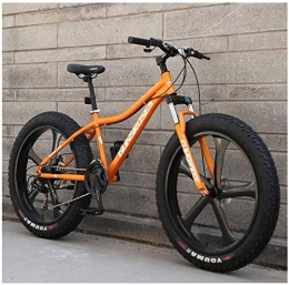 WEN Vélos de montagnes WEN 26 Pouces Mountain Bikes, Haute teneur en Carbone en Acier Hardtail Mountain Bike, Fat Tire Tout Terrain VTT, vélos Anti-Slip Hommes Femmes (Color : Yellow, Size : 21 Speed 5 Spoke)