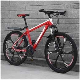 WEN vélo WEN 26 Pouces VTT for Hommes, Haute teneur en Carbone en Acier Hardtail VTT, Vélo de Montagne avec Suspension Avant Siège réglable (Color : 24 Speed, Size : Red 6 Spoke)
