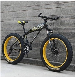 WEN vélo WEN Adulte Mountain Bikes, Garçons Filles Fat Tire Mountain Trail Bike, Double Frein à Disque VTT Semi-Rigide, Cadre en Acier Haute teneur en Carbone, Vélo (Color : Yellow a, Size : 24 inch 21 Speed)