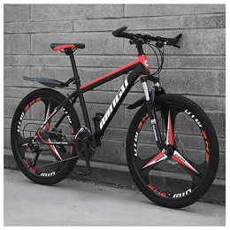 Wghz vélo Wghz Vélos de Montagne de 24 Pouces, vélo en Acier au Carbone pour Femmes, vélo de Montagne Tout Terrain à Transmission 30 Vitesses avec Frein à Disque Double, 24Vitesses, Noir Rouge à 3 Branches