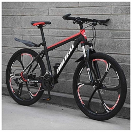 Wghz vélo Wghz Vélos de Montagne de 24 Pouces, vélo en Acier au Carbone pour Femmes, vélo de Montagne Tout Terrain à Transmission 30 Vitesses avec Frein à Disque Double, 27vitesses, Noir Rouge à 6 Rayons