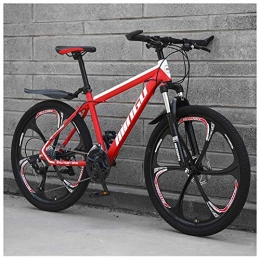 Wghz Vélos de montagnes Wghz Vélos de Montagne de 24 Pouces, vélo en Acier au Carbone pour Femmes, vélo de Montagne Tout Terrain à Transmission 30 Vitesses avec Frein à Disque Double, 27vitesses, Rouge à 6 Rayons