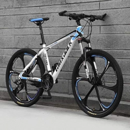 WJSW Vélos de montagnes WJSW Vélos de routeadulte de 26 Pouces pour Cadre en Acier à Haute teneur en Carbone, vélo de Vitesse Hors Route (Couleur: Blanc Bleu, Taille: 30 Vitesses)