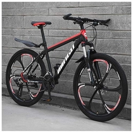 WJSW Vélos de montagnes WJSW Vélos Montagne pour Hommes 26 Pouces, VTT Semi-rigiacier Haute teneur Carbone, vélo Montagne avec siège réglable Suspension Avant, 24 Vitesses, Noir Rouge 6 Rayons