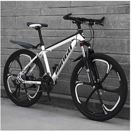 WSJYP Vélos de montagnes WSJYP 26"VTT Semi-Rigide 27 Vitesses Adulte, Acier à Haute Teneur en Carbone, Fourche à Suspension, Vélo à Double Frein à Disque, VTT Tout Terrain, White Black-6 Knives