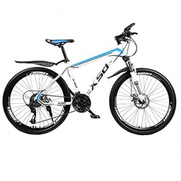 WSJYP Vélos de montagnes WSJYP 26 '' Vélos de Montagne pour Hommes, VTT Semi-Rigide en Acier à Haute Teneur en Carbone, Vélo de Montagne Adulte avec Siège Réglable, 21 / 24 / 27 / 30 Vitesses, 24 Speed-White Blue