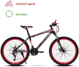 WSJYP vélo WSJYP Vlo de Montagne Adulte 26 Pouces, Vlos Tout-Terrain en Acier Haute Teneur en Carbone, VTT 21 / 24 / 27 Vitesses, Freins Double Disque Engrenages Vlo de Montagne, 21 Speed-Red