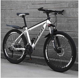 WSJYP vélo WSJYP Vélo de Montagne Semi-Rigide 26", Vélo à Cadre de Frein à Double Disque avec Siège Réglable, Vélos de Montagne pour Hommes de Pays 21 / 24 / 27 / 30 Vitesses, 21 Speed-White Black