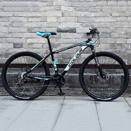 WSZGR Vélos de montagnes WSZGR Bike avec Réglable Mousse De Mémoire Siège, Hommes's Vélo VTT, Haute-Acier De Carbone Hardtail Vélo De Montagne Noir Et Bleu 24" 21-Vitesse