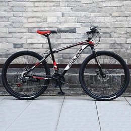 WSZGR Vélos de montagnes WSZGR Bike avec Réglable Mousse De Mémoire Siège, Hommes's Vélo VTT, Haute-Acier De Carbone Hardtail Vélo De Montagne Noir Et Rouge 26" 24-Vitesse