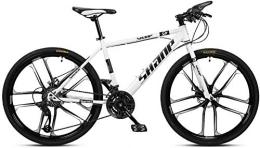 XinQing Vélos de montagnes XinQing-Bicyclette 24 Pouces Mountain Bikes, Double Disque de Frein VTT Hardtail, Hommes Femmes Haute teneur en Carbone en Acier Tout Terrain Alpin Vélos (Color : 24 Speed, Size : White 10 Spoke)