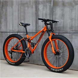 XUELIAIKEE vélo XUELIAIKEE Fat Tire Vélo De Montagne, 26 inch VTT Adulte Fat Tire Vélo De Montagne Acier De Carbone Cadre Anti-Glisser Vélo-Orange. 21 Speed