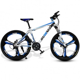 YCHBOS VTT Vélo Homme 26 Pouces, Frein à Double Disque Hardtail Vélo de Montagne avec Suspension Avant Verrouillable, Homme Femmes Tous Les Terrains Vélo Adulte, 30 VitessesWhite Blue