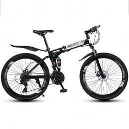 YSHCA Vélos de montagnes YSHCA 26 Pouces Vélo De Montagne, 21 Vitesses 40 Spoke Acier À Haute Teneur en Carbone Vélo VTT Freins a Disque Tout Suspendu Homme Femme But Général, Black