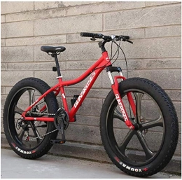 YYH Vélos de montagnes YYH 26 Pouces Mountain Bikes, Haute teneur en Carbone en Acier Hardtail Mountain Bike, Fat Tire Tout Terrain VTT, vlos Anti-Slip Hommes Femmes (Color : Red, Size : 24 Speed 5 Spoke)