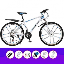 ZHIPENG vélo ZHIPENG Vélo De Montagne, Transmission 21 Vitesses Vélos De Montagne VTT Adulte Léger en Acier À Haute Teneur en Carbone avec Siège Réglable pour Hommes Femmes, Blanc