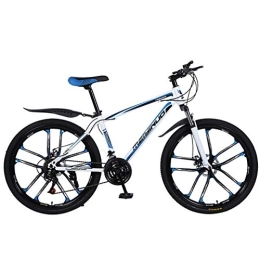 ZKHD Vélos de montagnes ZKHD 26 Pouce de Hauteur en Acier au Carbone 10 Rayons d'une Roue de Montagne à Double Vitesse Variable d'absorption des Chocs de Frein à Disque de vélo Cross Pays, White Blue, 26 inches