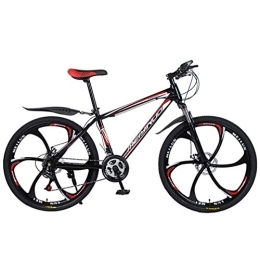 ZKHD Vélos de montagnes ZKHD 26 Pouces 27 Vitesses 6 Rayons Acier À Haute Teneur en Carbone d'une Roue De Montagne À Double Vitesse Variable D'absorption des Chocs De Frein À Disque Vélo De Cross-Country, Black Red, 26 inches