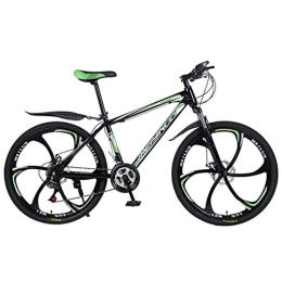 ZKHD Vélos de montagnes ZKHD 26 Pouces Haute en Acier au Carbone 3 Spokes Une Roue Montagne Double Frein à Disque Choc Absorption à Vitesse Variable Cross Country Bike, Black Green, 26 inches