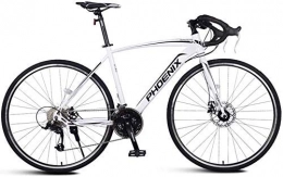 Bike vélo BIKE Vélo vélo adulte vélo de route, double frein à disque hommes 'S Racing cadre en acier à haute teneur en carbone ville vélo polyvalent, blanc, 27 vitesses