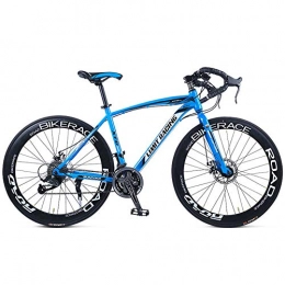 FXMJ Vélos de routes FXMJ 26 Pouces vélo en Acier au Carbone Pleine Suspension vélos de Route vélo de Montagne Double Frein à Disque, 27 Vitesses vélo, 700c pour Hommes et Femmes, Bleu