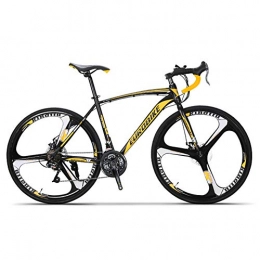 FXMJ Vélos de routes FXMJ Vélo de Route de 26 Pouces, vélo de Route Tout Suspendu en Acier au Carbone avec Frein à Disque 21 / 27 Vitesses, pour Cyclistes intermédiaires à avancés, 700c, Black Yellow, 21 Speed