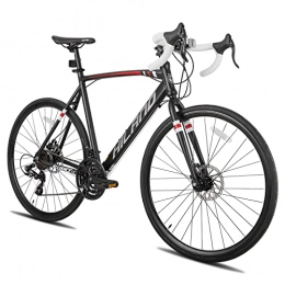 Hiland Vélos de routes Hiland Vélo de course 700c - Cadre en aluminium avec dérailleur Shimano 21 vitesses - Frein à disque - Noir - 57 cm - Pour homme et femme