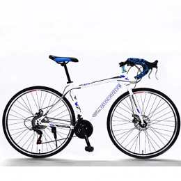 KUKU vélo KUKU Vélo De Route 21 Vitesses 700C, Vélo De Route 700C en Acier À Haute Teneur en Carbone pour Hommes, 26 Pouces, Freins À Double Disque, Convient Aux Amateurs De Sport Et De Cyclisme, White Blue