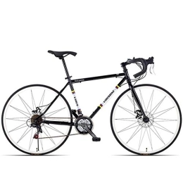 WJSW vélo Vélo Route 21 Vitesses, vélo Route pour Hommes Cadre Acier Haute teneur Carbone, 700C Wheels City Commuter Bicycle avec Frein Disque Double, Noir, poignée courbée