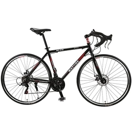 PBTRM vélo Vélo Route 700C 26, 8 Pouces Cycling Vélo Course 27 Vitesses Alliage Aluminium Vitesse Variable Double Frein Disque Route Vélo pour Hommes Femmes, Noir