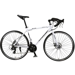 PBTRM vélo Vélo Route 700C 26, 8 Pouces Cycling Vélo Course 27 Vitesses Alliage Aluminium Vitesse Variable Double Frein Disque Route Vélo pour Hommes Femmes, White Black