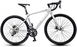 JYTFZD vélo WENHAO Vélo de route for adultes, étudiant à vélo de course de 16 vitesses, vélos de route en aluminium léger avec freins à disque hydraulique, pneus 700 * 32c (couleur: gris, taille: poignée droite)