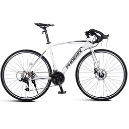 WJSW Vélos de routes WJSW Vélo Route Adulte, vélo Course pour Hommes avec Frein Disque Double, vélo Route Cadre Acier Haute teneur Carbone, vélo Ville, Blanc, 27 Vitesses 3 Rayons