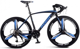 XinQing vélo XinQing-Bicyclette Adulte Route, Hommes Vélo de Course avec Double Disque de Frein, Haute teneur en Carbone Cadre en Acier Route Vélo, Utilitaire vélo (Color : Blue, Size : 27 Speed 3 Spoke)