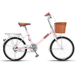 SHJC vélo 20 Pouces Multifonction Vélo de Ville, Femmes Rétro Vélo Idéal pour la Ville et Les Trajets Quotidiens Vélo Cruiser Siège Réglable avec Panier de Voiture, Rose