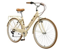 BIKESTAR vélo BIKESTAR VTC Vélo de Ville en Aluminium 26" Pouces | 7 Vitesse Shimano, Vélo Urbain pour Femme, Vélo de Confort Retro | Beige