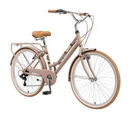 BIKESTAR vélo BIKESTAR VTC Vélo de Ville en Aluminium 26" Pouces | 7 Vitesse Shimano, Vélo Urbain pour Femme, Vélo de Confort Retro | Marron