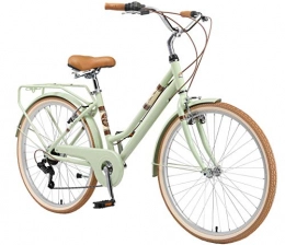 BIKESTAR vélo BIKESTAR VTC Vélo de Ville en Aluminium 26" Pouces | 7 Vitesse Shimano, Vélo Urbain pour Femme, Vélo de Confort Retro | Menthe
