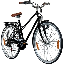 Galano vélo Galano Florenz Vélo pour femme rétro 28 pouces pour femme à partir de 155 cm Vintage Confort Vélo hollandais avec lumière 6 vitesses Dérailleur Vélo de ville Vélo de trekking 700c (48 cm, noir)