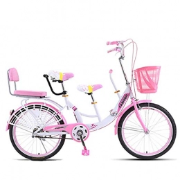 GOLDGOD Vélos de villes GOLDGOD 24 Pouces Vélos De Ville Siège Double Design Rétro Hollandais City Bike Cadre en Acier À Haute Teneur en Carbone avec Poignée Bébé Confortable Vélo De Ville Sûr Et Antidérapant, Rose