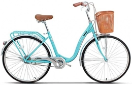 lqgpsx vélo lqgpsx 24" Vélo pour Femmes en Aluminium Cruiser Bike 6 Vitesses Shift V Freins City Light Commuter Retro Dames Adulte avec Panier de Voiture(Couleur:A)