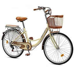 M-YN Vélo pour Femmes Et Hommes avec Rack Arrière, 26 Pouces 6 Vitesses De Confort 6 Vélos Classiques Rétro Beycle Beach Cruiser Vélo Vélo à Vélo Confortable Bicyclette De Navette(Color:Marron)