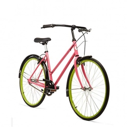 MAKEMONEYANDLOVE Vélos 6 Vitesses Roue légère vélo Femme Bikevintage, Classique de Bicyclette, rétro vélo, vélo féminin, vélo hollandais,Rose